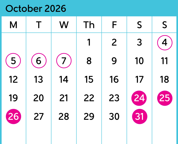 JVL Calendar October