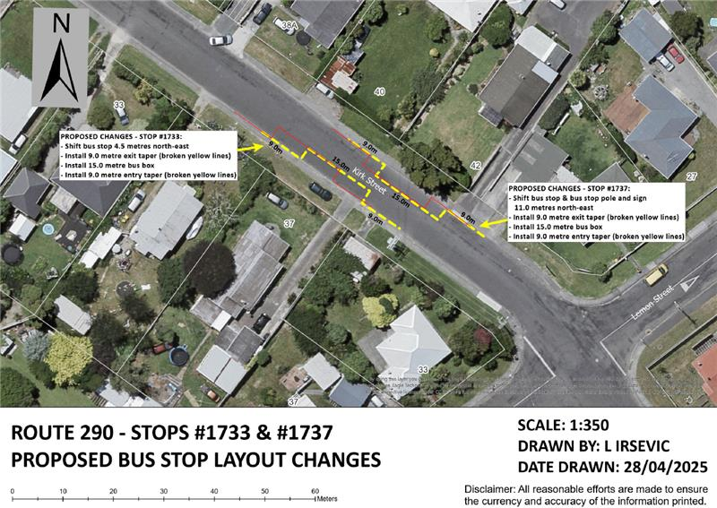 map of stops 1733 and 1737 proposed changes