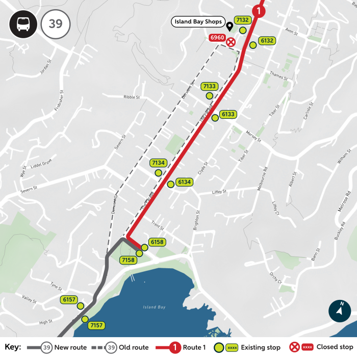 Map showing route 39 new route